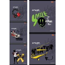Тетрадь 48л., А5, клетка, Проф-Пресс "Молодежные граффити", скрепка, цветная мелованная обложка, второй блок