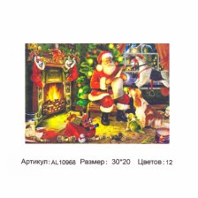 Картина по номерам Alingar,  холст на подрамнике, 20х30 см, 12 цветов, с акриловыми красками, "Санта Клаус "