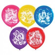 Воздушные шары М12"/30 см Пастель+Декоратор  2 ст. рис "Дисней С Днем рождения" 50 шт.  шар латекс