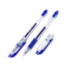 Ручка гелевая Alingar, "Cristal", 0,5 мм, синяя, игольчатый наконечник, резиновый грип, круглый прозрачный пластиковый корпус, в уп. 12 шт., картон.уп