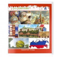 Тетрадь предметная "Русский язык" А5 48л., со справочным материалом, на скрепке, мелованный картон, Alingar