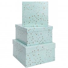 Набор подарочных квадратных коробок 3 в 1 Миленд, 19,5*19,5*11 - 15,5*15,5*9 см, "Золотое конфетти"