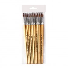 Кисть белка, Alingar, круглая, №5, деревянная ручка, 12шт/уп, европодвес