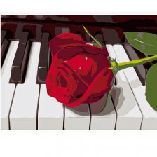 Картина по номерам Рыжий кот, 22х30 см, с акриловыми красками, холст, "Роза на рояле"