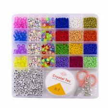 Набор для создания украшений-бусины и бисер Alingar, 200х190х18мм,"Shiny Beads", 10 вид.бус., бисер, 1х6.5м леска, ножн,коробин,пласт.пенал с европод