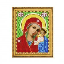 Алмазная мозаика Alingar, на подрамнике, с частичным заполнением, (блест.), 27х33 см, 8 цветов, "Икона Казанской Пресвятой Богородицы"