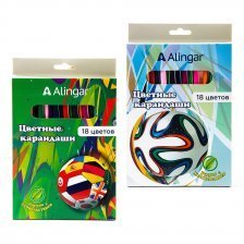 Карандаши цветные Alingar 18 цв., "Футбол" деревянные, трехгранные, заточенные, грифель 3.0 мм, картон. уп., европод.