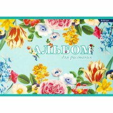 Альбом для рисования А4 40л., Alingar, на скрепке, немелованный картон (стандарт), 100 г/м2, "Нежные цветы"