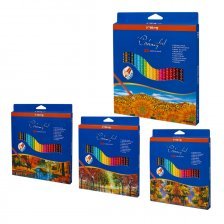 Карандаши цветные Yalong 24 цв., "Осенний пейзаж" деревянные, трехгранные, заточенные, дизайн на корпусе, грифель 3.0 мм, картон. уп., европод.