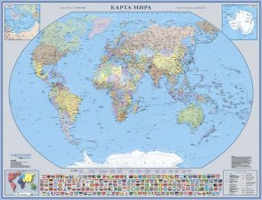 Мир политическая карта с флагами (бумага/офсетный лак) 1:35,  0,70*1,00  1л
