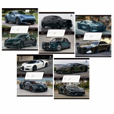 Тетрадь 12л., линия, Alingar, скрепка, блок офсет, 100% белизна, мелованный картон (стандарт), "Люксовые авто"