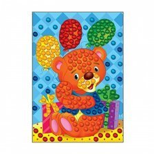 Мозаика из помпонов Рыжий кот, А4, картонная упаковка, "Мишка с шариками"