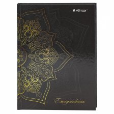 Ежедневник недатированный, А5, Alingar, 7БЦ, глянцевая ламинация, линия, 136 л, "Золотой орнамент"