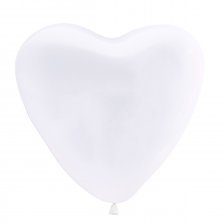 Воздушные шары М10"/25 см "Сердце" Пастель WHITE, 50 шт. шар латекс