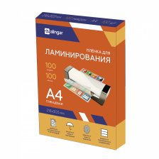Пленка для ламинирования А4 216х303 мм, Alingar, 100 мкм, глянец, 100 л.
