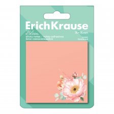 Блок бумажный для записи Erich Krause, 75*75мм, 50л, "Pastel Bloom", персиковый, с клеевым краем, европодвес