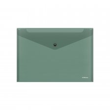 Папка-конверт на кнопке пластиковая ErichKrause® Glossy Classic, A4, полупрозрачный, зеленый (в пакете по 12 шт.)