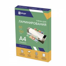 Пленка для ламинирования А4 216х303 мм, Alingar, 60 мкм, глянец, 100 л.