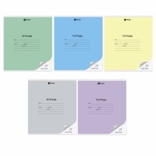 Тетрадь 24л., клетка, Alingar, скрепка, блок офсет, 100% белизна, мелованный картон (стандарт), "Mix Bright", 5 дизайнов в пленке т/у