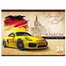 Альбом для рисования А4 24л., Проф-Пресс, на скрепке, 1 дизайн в упаковке, "Немецкий автомобиль "