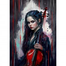 Картина по номерам Рыжий кот, 40х50 см, с акриловыми красками, 30 цветов, холст, "Девушка со скрипкой"