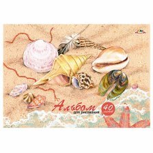 Альбом для рисования А4 40л., Апплика, на гребне, мелованный картон, ВД лак, "Ракушки"