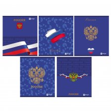 Тетрадь 48л, А5, клетка, Alingar, "Моя Россия ", скрепка, мелованный картон, выб УФ лак,  блок офсет, 5 дизайнов в пленке т/у