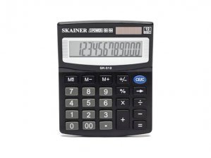 Калькулятор SKAINER 12 разрядов, 100*124*32 мм, черный, "SK-312II"