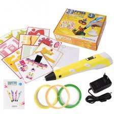 Ручка 3D Zoomi, ZM-053, пластик ABS/PLA-3 цвета, желтая, коврик, трафарет, подставка пластиковая под ручку, картонная упаковка