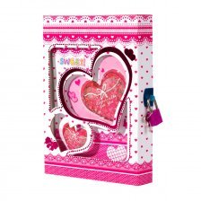 Подарочный блокнот в футляре А5, 7БЦ, Alingar, ламинация, глиттер, замочек, 42 л., линия, "Сердце Этно", розовый
