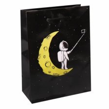 Пакет подарочный Миленд, 11,5*14,5*6 см, глянцевая ламинация  "Селфи на луне"