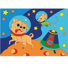 Картина по номерам Рыжий кот, 20х30 см, с акриловыми красками, холст, "Животные в космосе"