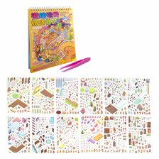 Наклейки для творчества - антистресс блокнот, 240*185 мм, "Capybara party", 3D стикеры, 6 комнат, в комплекте пинцет, пакет с европодвесом