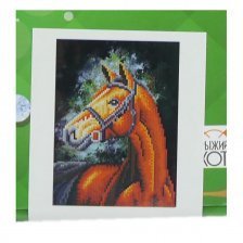 Алмазная мозаика Рыжий кот, без подрамника, на картоне, с частичным заполнением, (матов.), 20х30 см, 14 цветов, "Рыжая лошадь"