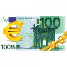 Конверт для денег Мир открыток  "100 евро", 194х226 мм, блестки