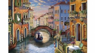 Картина по номерам Рыжий кот, 30х40 мм, с акриловыми красками, дерево, "Вечерний Венецианский канал"