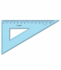 Треугольник СТАММ, 13 см, 30 градусов, пластик, прозрачный, голубой