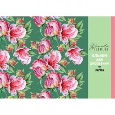 Альбом для рисования А4 12л., Проф-Пресс, на скрепке, офсет, "Романтичные цветы"