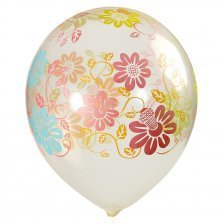 Шар воздушный прозрачный №10 Alingar "Цветы", с цветным рисунком, 100 шт в упаковке