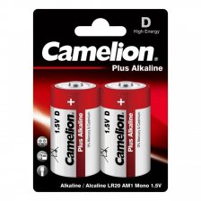 Батарейка алкалиновая, LR20 (большой бочонок), Camelion, 1.5V, бл. 2 шт.