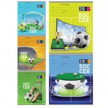 Тетрадь 18л., клетка, Проф-Пресс "В мире футбола-1", обл.мелов. картон, 5 дизайнов в спайке