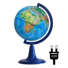 Глобус физический, Глобусный мир, d=150 мм, с подсветкой, 220 V, на круглой подставке