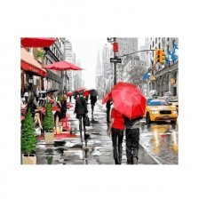 Картина по номерам Alingar, 40х50 см, 24 цвета,с акриловыми красками, холст, "Прогулка под дождем"