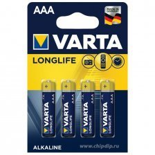 Батарейка мизинчиковая  Varta Longlife LR03-4BL (4/40/400)