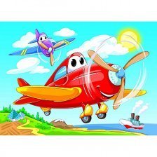 Картина по номерам Рыжий кот, 17х22 см, с акриловыми красками, холст, "Весёлые самолеты"