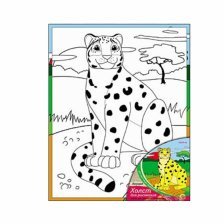 Холст с красками Рыжий Кот "Леопард", 20х25 см.