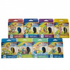 Карандаши цветные Yalong пластик."Детские-mini",12 цв.,трехгранные, заточен.,картон.упак.,европодвес