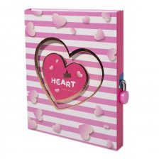 Подарочный блокнот, пакет, А5, Alingar, замочек, розовый, "Два сердца"