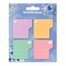 Блок бумажный для записи Erich Krause, 45*45мм, 80л, "Pastel Bloom", ассорти, с клеевым краем, в пленке т/у