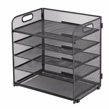 Лоток для бумаг горизонтальный, сборный, секционный Alingar, 5 отделений, металл, черный